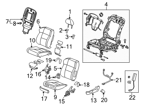 2009 Acura RDX Front Seat Components Cover, Inner-Reclining (Upper)*NH167L* (GRAPHITE BLACK) Diagram for 81243-TA0-A71ZA