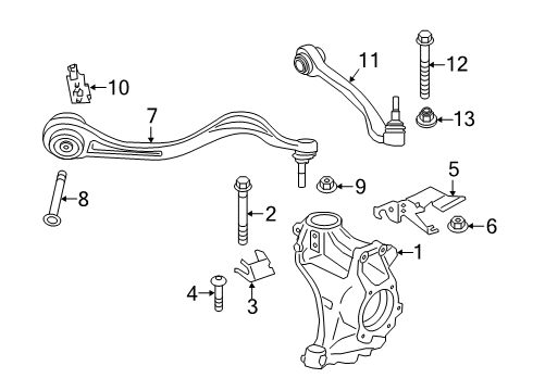2020 Toyota GR Supra Front Suspension Components, Lower Control Arm, Ride Control, Stabilizer Bar Front Control Arm Lock Nut Diagram for 90118-WA198