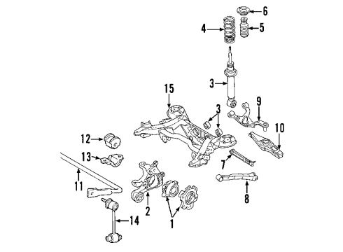 2003 Nissan Altima Rear Suspension Components, Lower Control Arm, Upper Control Arm, Stabilizer Bar Bush-Rear Stabilizer Diagram for 54613-8J021