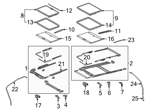 2011 Toyota Sienna Sunroof Cable, Sliding Roof Diagram for 63224-08020