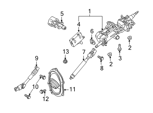 2008 Toyota Land Cruiser Steering Column & Wheel, Steering Gear & Linkage Column Assy, Steering Diagram for 45250-60A20