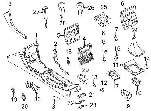 1998 BMW Z3 Front Console Leather Shifter Boot Diagram for 25111434278