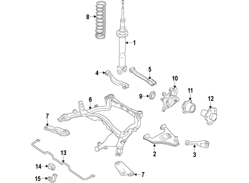 1998 Infiniti Q45 Rear Suspension Components, Lower Control Arm, Ride Control, Stabilizer Bar Seal-Grease, Rear Hub Diagram for 40232-0P016