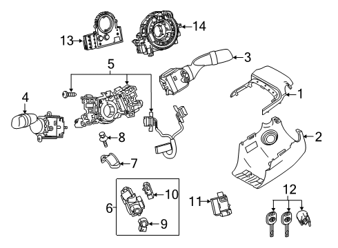 2021 Toyota Camry Shroud, Switches & Levers Angle Sensor Diagram for 8924B-02190