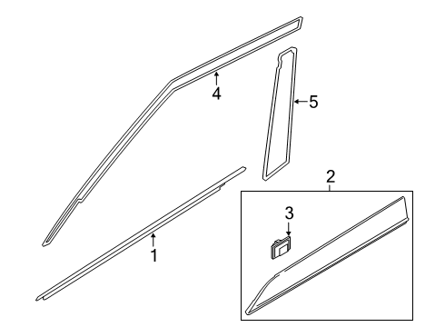 2020 Hyundai Venue Exterior Trim - Front Door GARNISH Assembly-FRT Dr Side, LH Diagram for 87721-K2000-CA