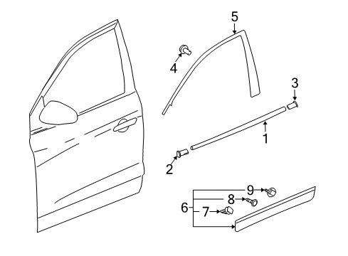 2010 Buick Enclave Exterior Trim - Front Door Black Out Tape Diagram for 23366330