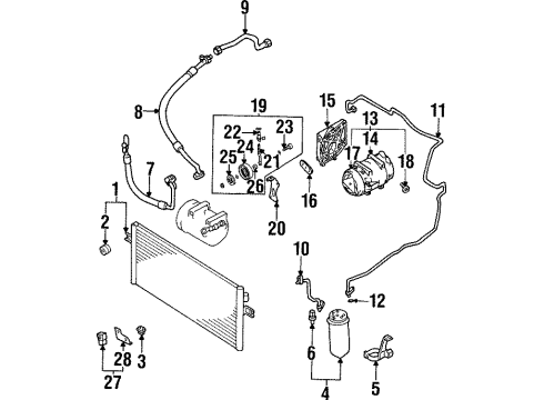 1996 Infiniti I30 A/C Condenser, Compressor & Lines COMPRES Cool Diagram for 92600-40U01