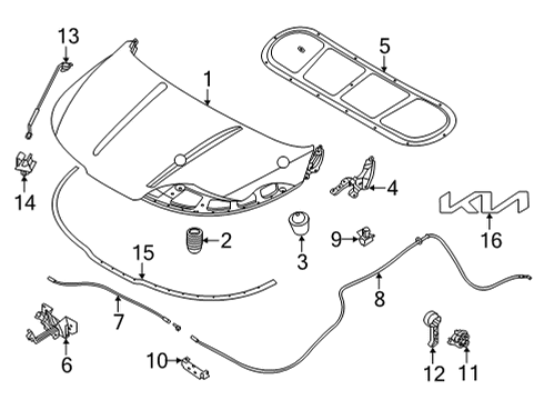 2022 Kia Carnival Hood & Components, Exterior Trim ROD ASSY-HOOD STAY Diagram for 81170R0000