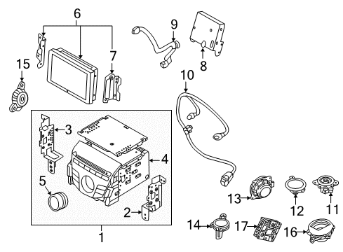 2014 Hyundai Azera Navigation System Deck Assembly-Audio Diagram for 96174-1W000
