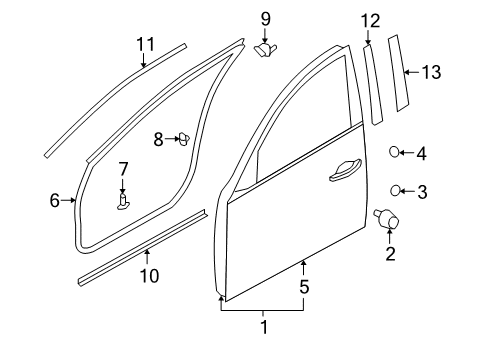 2014 Infiniti QX50 Front Door Cover-Sash Inner, RH Diagram for 802D4-JK00A