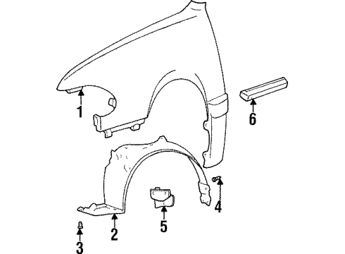 1998 Hyundai Sonata Fender & Components, Exterior Trim Clip 2-Waist Line Moulding Mounting Diagram for 87756-34510