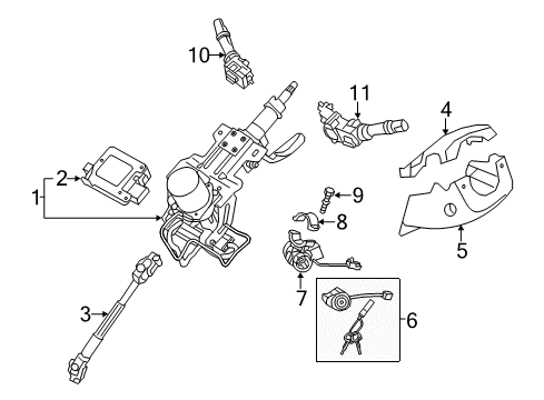 2012 Kia Sportage Steering Column & Wheel, Steering Gear & Linkage Column Assembly-Upper Diagram for 56310-2S902