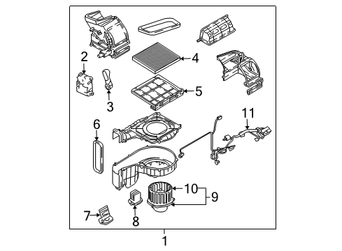 2005 Kia Sportage Blower Motor & Fan Cover Assembly-Air Filter Diagram for 97129-2E200