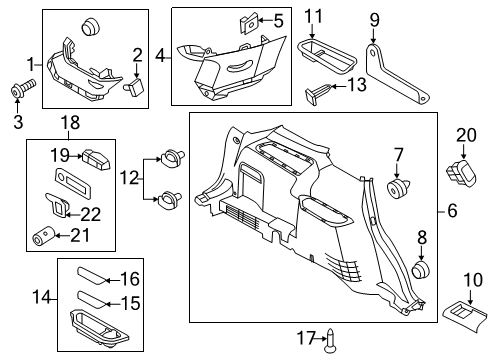 2015 Ford Explorer Power Seats Quarter Trim Panel Diagram for EB5Z-7831013-KA