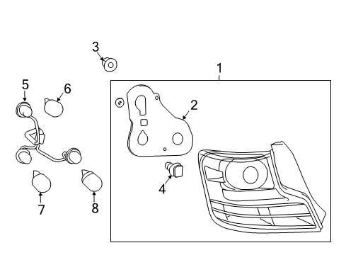 2011 Scion tC Bulbs Tail Lamp Gasket Diagram for 81564-21280