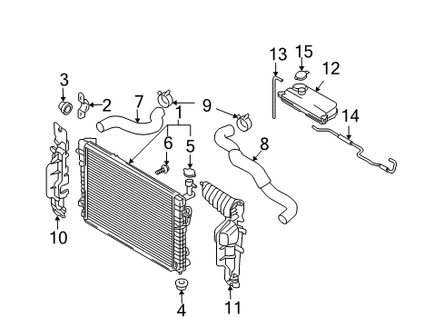 2005 Hyundai Tucson Radiator & Components Air Guard, Right Diagram for 29136-2E000