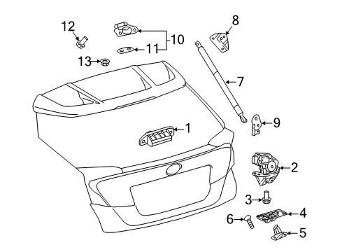2020 Toyota C-HR Lift Gate Lock Cover Diagram for 69321-F4010