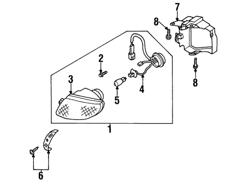 1999 Nissan Sentra Fog Lamps Lamp Kit - Fog, RH Diagram for 26154-1M325