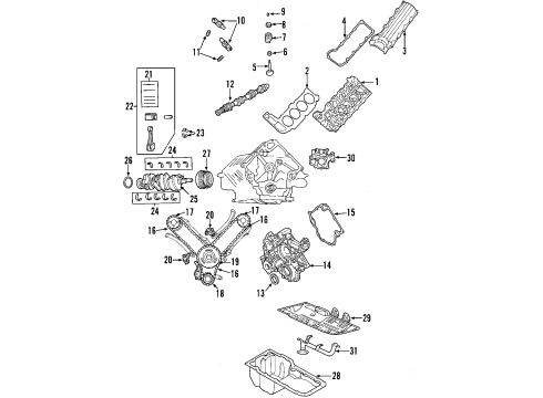 2007 Chrysler Aspen Engine Parts, Mounts, Cylinder Head & Valves, Camshaft & Timing, Oil Pan, Oil Pump, Crankshaft & Bearings, Pistons, Rings & Bearings Bracket-Engine Mount Diagram for 52021639AB