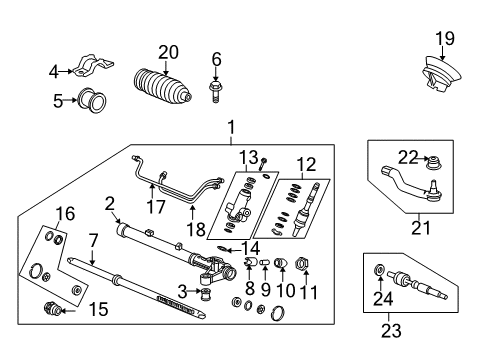 2008 Honda Civic Steering Gear & Linkage Rack, Steering Diagram for 53626-SNA-A01