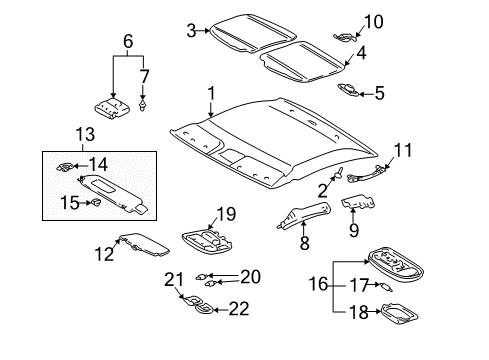 2003 Toyota Tundra Interior Trim - Cab Dome Lamp Assembly Diagram for 81240-02030-B3