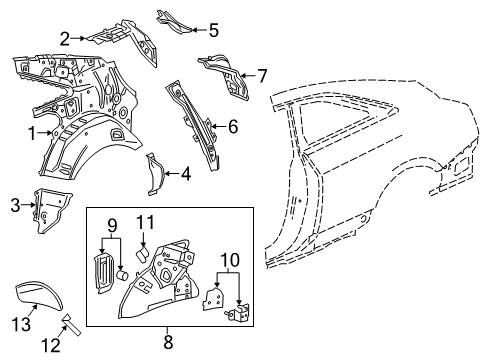 2017 Cadillac ATS Inner Structure - Quarter Panel Rear Reinforcement Diagram for 23266214