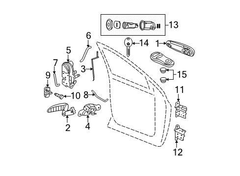 2006 Dodge Ram 1500 Keyless Entry Components Front Door Latch Diagram for 55372852AB