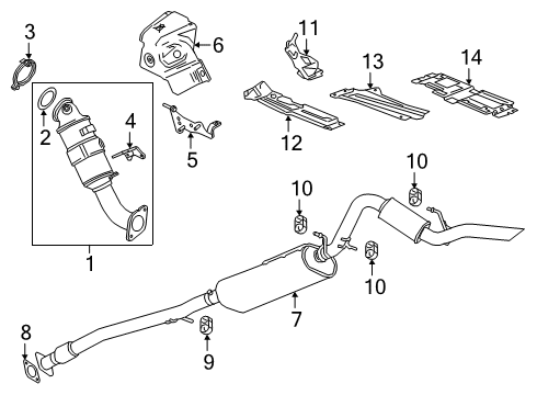 2020 GMC Sierra 1500 Exhaust Components Converter & Pipe Bracket Diagram for 12694290