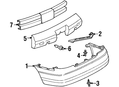 2002 Oldsmobile Intrigue Rear Bumper Energy Absorber Diagram for 10444883