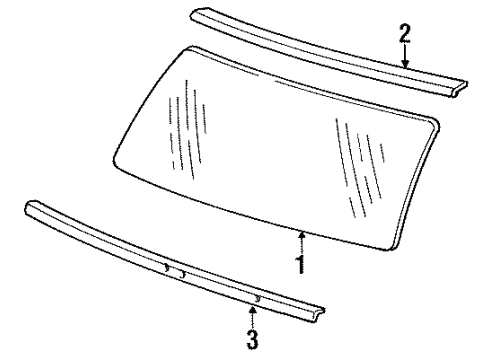 1989 Cadillac DeVille Windshield Glass, Reveal Moldings MODULE, Windshield Defroster Diagram for 10478501