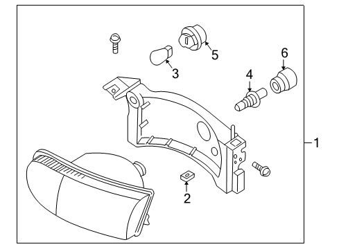 2001 Nissan Quest Bulbs Passenger Side Headlight Assembly Diagram for B6010-2Z400