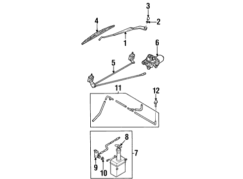 1999 Kia Sephia Wiper & Washer Components Front Wiper Motor & Bracket Diagram for 0K2AA67340