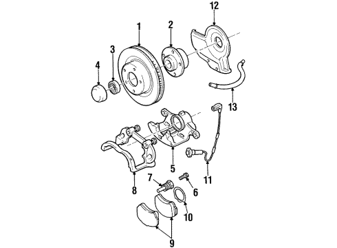 1999 Cadillac Catera Front Brakes Bracket, Front Brake Caliper Mount Diagram for 90541292