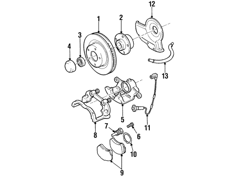 1999 Cadillac Catera Front Brakes Front Brake Rotor Kit Diagram for 90392559