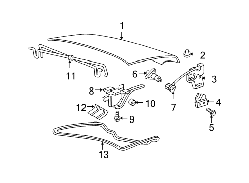 2003 Ford Crown Victoria Trunk Latch Assembly Diagram for XW7Z-5443200-BA