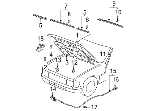 1999 Nissan Pathfinder Hood & Components Rod-Hood Support Diagram for 65771-2W10B