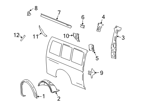 2005 GMC Savana 1500 Inner Structure - Side Panel Support Brace Brace Diagram for 15295178