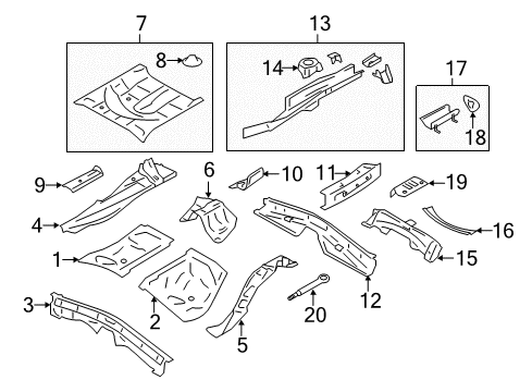 2016 Scion FR-S Rear Body - Floor & Rails Strut Support Diagram for SU003-01352