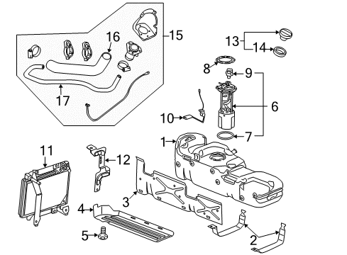 2007 GMC Sierra 3500 HD Fuel System Components Hose-Fuel Tank Filler Diagram for 15113972