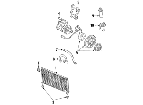 1993 Honda Accord A/C Condenser, Compressor & Lines Compressor (Only) (Denso) Diagram for 38810-PT0-013