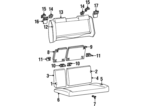 1992 Pontiac Grand Am Rear Seat Components Pad Asm-Rear Seat Cushion Frame Diagram for 16772898