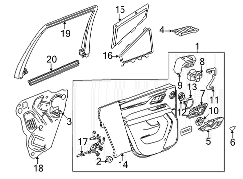 2021 GMC Yukon Rear Door Window Regulator Diagram for 84778818