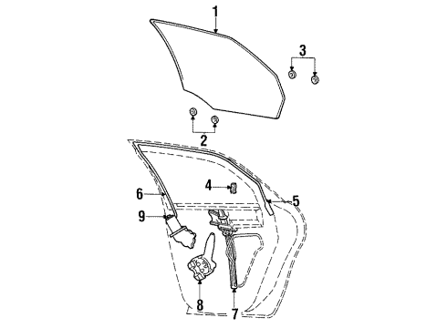 1998 Mercury Sable Rear Door Regulator Diagram for YF1Z-5427008-A