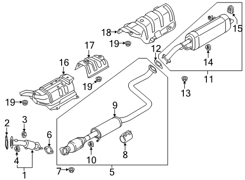 2020 Hyundai Elantra Exhaust Components Center Muffler Assembly Diagram for 28650-F2500