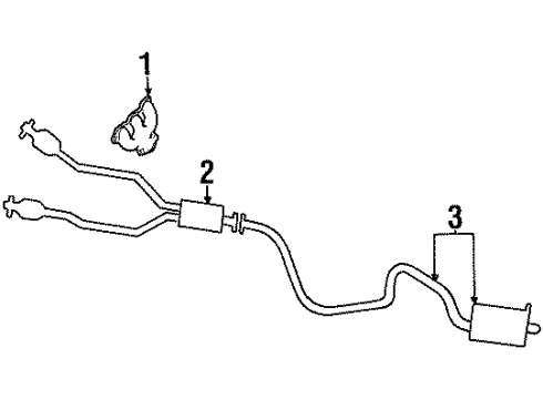 1994 Ford Thunderbird Exhaust Components, Exhaust Manifold Converter & Pipe Diagram for F4SZ5F250A