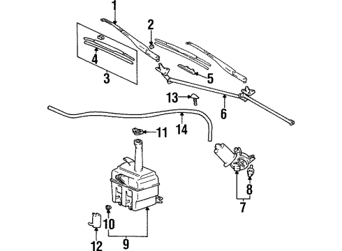 1999 Hyundai Tiburon Wiper & Washer Components Windshield Wiper Arm Assembly Diagram for 98320-27000