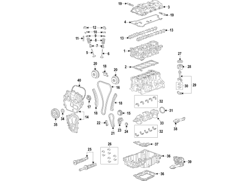 2021 Cadillac XT4 Engine Parts, Mounts, Cylinder Head & Valves, Camshaft & Timing, Variable Valve Timing, Oil Cooler, Oil Pan, Oil Pump, Balance Shafts, Crankshaft & Bearings, Pistons, Rings & Bearings Front Transmission Mount Diagram for 23272799