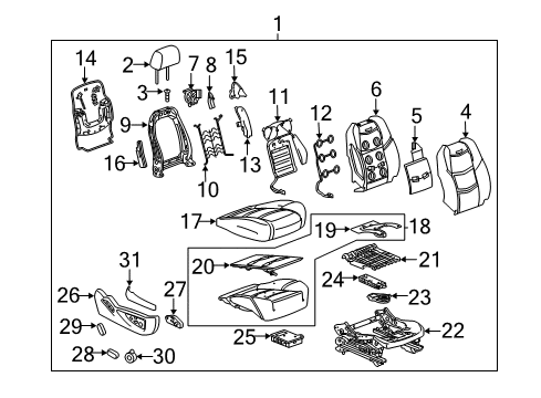 2018 Cadillac Escalade Passenger Seat Components Seat Back Cover Diagram for 84549881