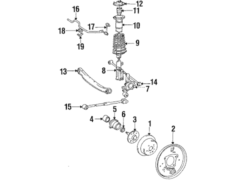 1989 Toyota Celica Rear Brakes Absorber Assembly, Shock Diagram for 48530-20161