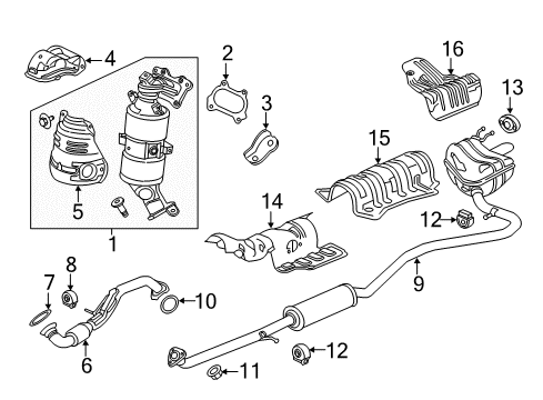2016 Honda Civic Exhaust Components Stay, Converter Diagram for 11942-5BA-A00